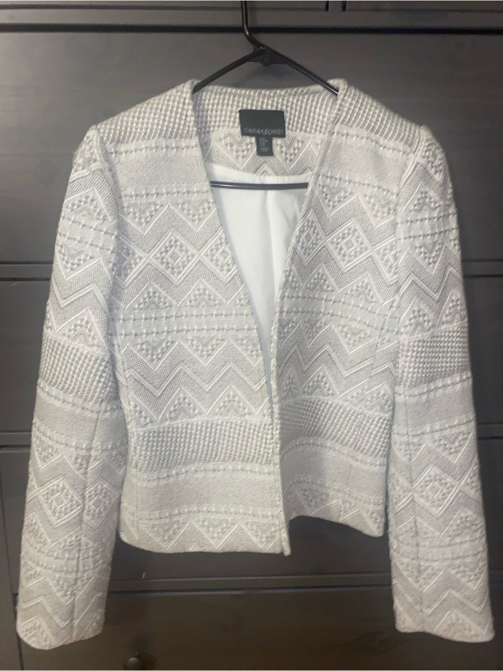 Cynthia Rowley White Textured Open-Front Blazer